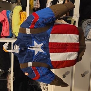 Marvel Captain America Superhero Costume Jacket - Blue, Red, White, Brown